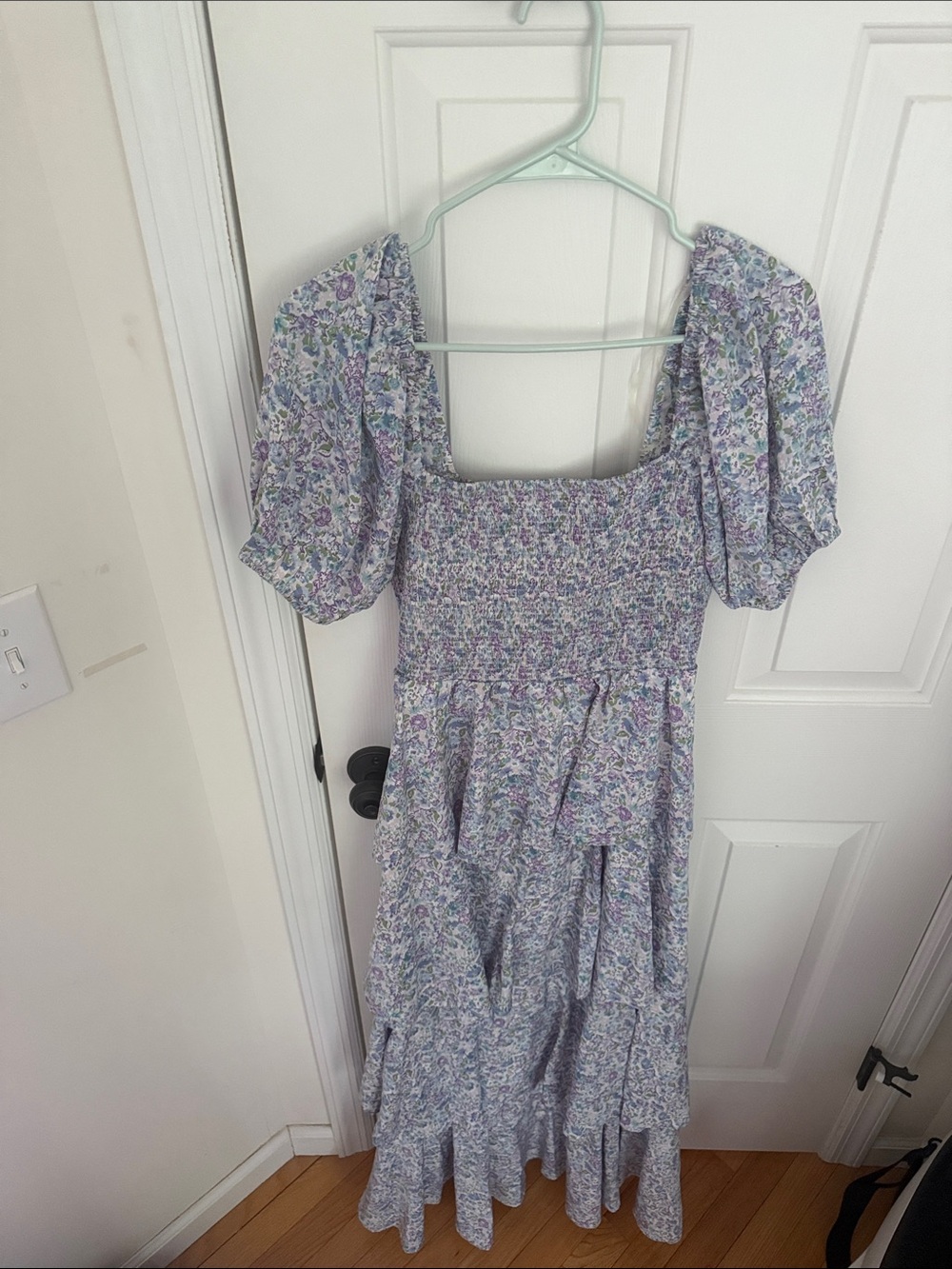 entro Lavender Floral Maxi Dress with Puff Sleeves